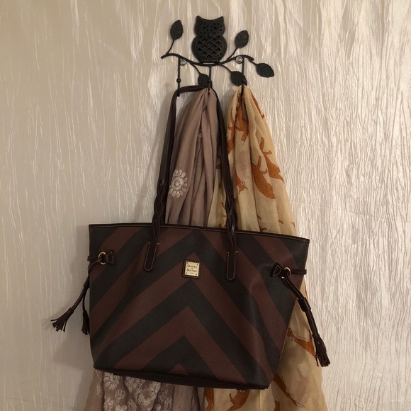 Dooney & Bourke Handbags - Dooney & Bourke Leather Chevron Bag Black & Brown